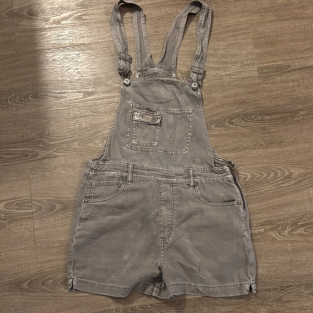 American Eagle Army Green Linen Shortalls Sz S Small Overalls